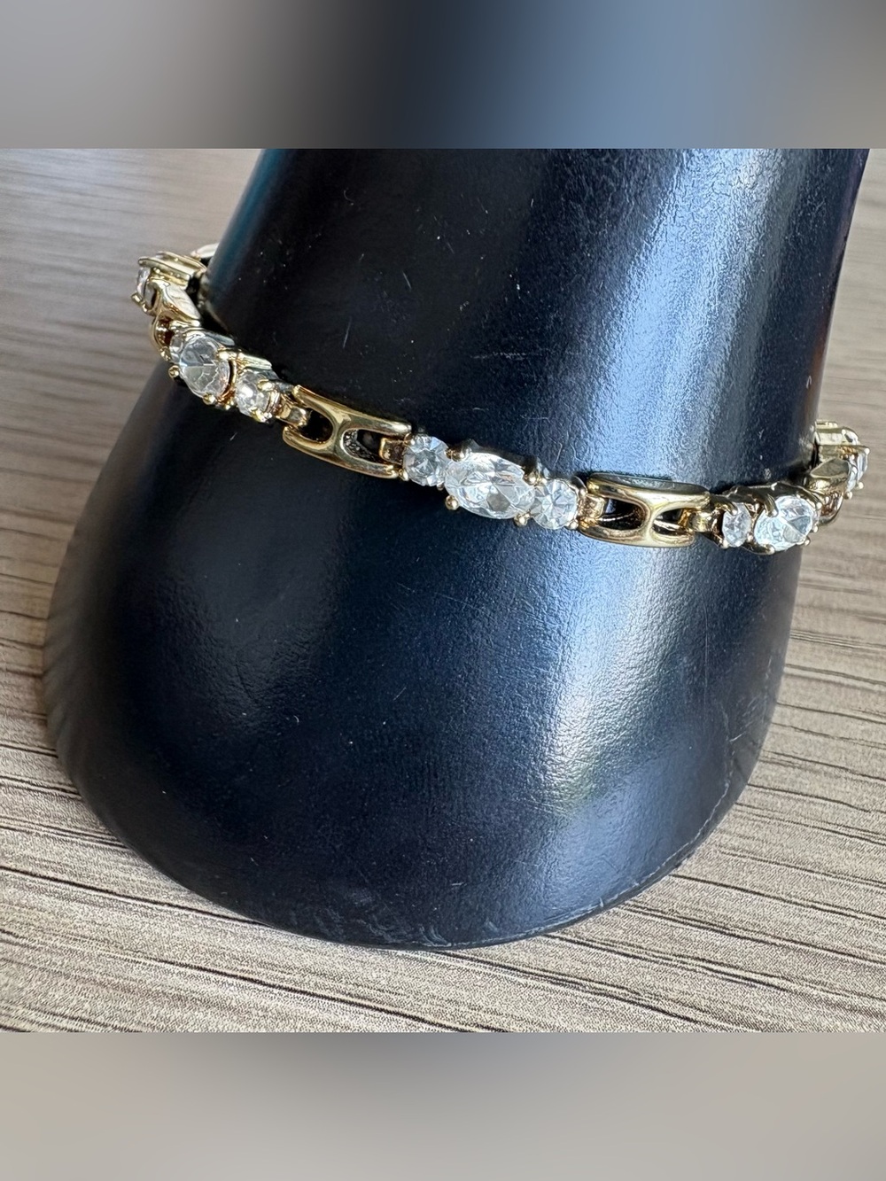 Gold-Tone Crystal Link Tennis Bracelet - Sparkling Clear Stones